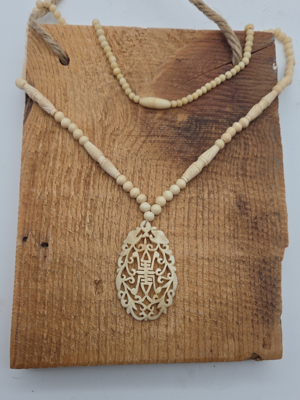 Vintage Carved Bone Necklace